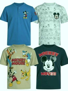 Disney Mickey Mouse Toddler Boys 4T T-Shirt Bundle 4 Shirts Graphic Tees EUC/NWT